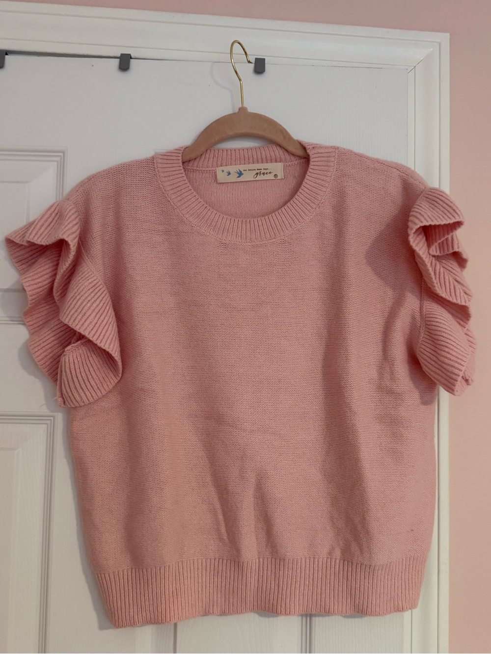 Grace Soft Pink Crewneck Knit Top